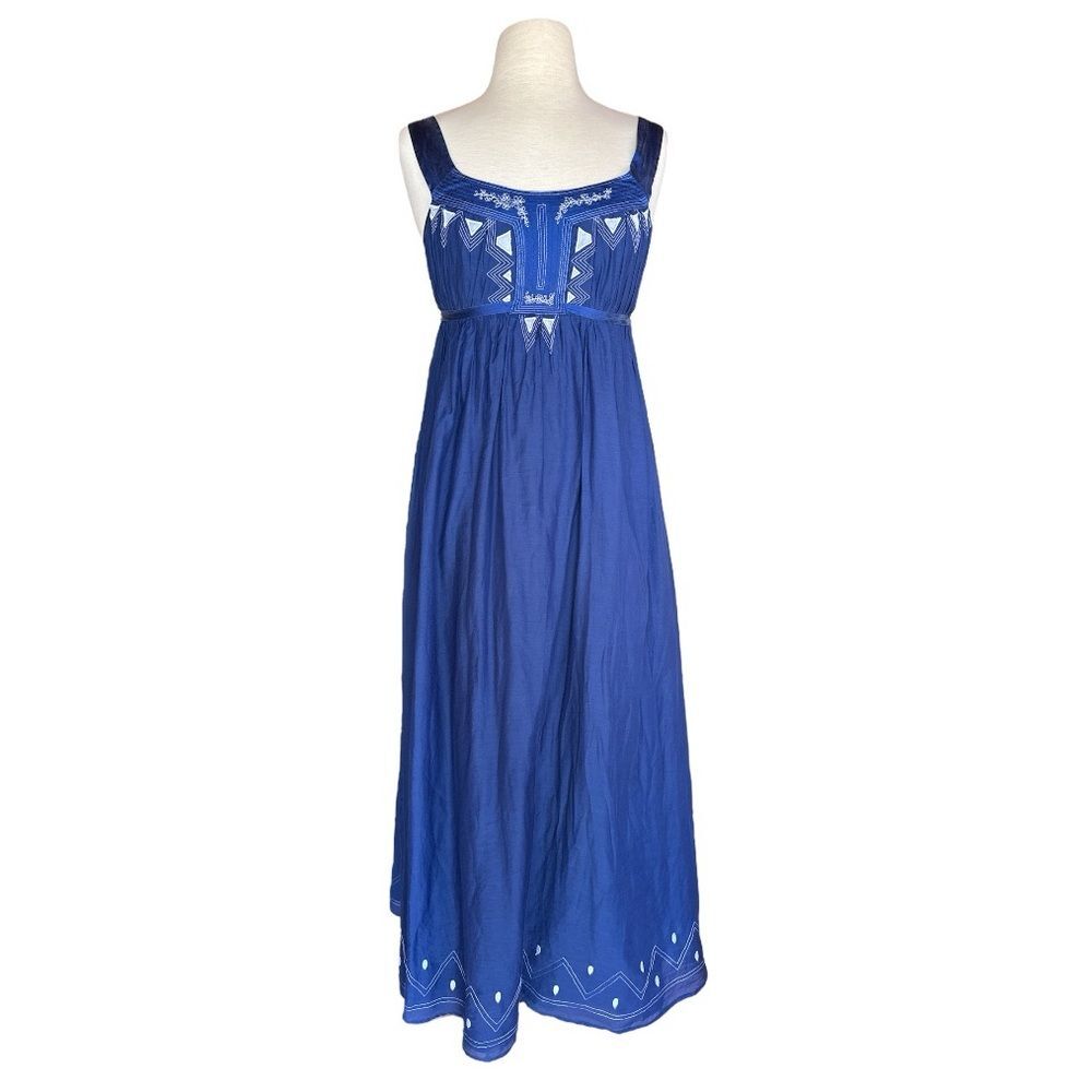 Marciano Lightweight Flowy Empire Waist Greek Style Blue Maxi Dress Size Small